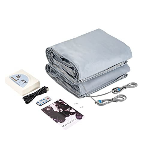 Infrared Sauna Blanket, Far Infrared Sauna Blanket, Silver Gray Oxford Cloth, Timer Remote Control, Zoned Temperature 95-176F, Portable Home Spa