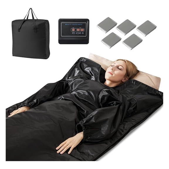 Infrared Sauna Blanket, Portable Full-Body Personal Sauna for Home Use w/Arm Sleeves, Wraps, Carry Bag, 90-180F Temp Range, 30-90Min Timer, Relaxation & Detoxification, Muscle Tension Relief