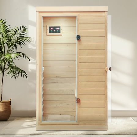 Infrared Sauna for Home Full Spectrum Wooden Sauna Room Hemlock 1050W Indoor Dry Saunas with Rapid Heating 6 Carbon Panels, Bluetooth and Reading Lights