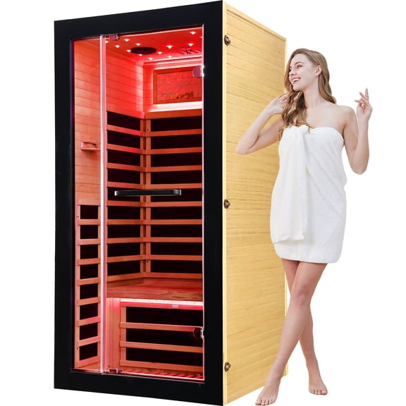 Infrared Sauna for 1 Person,1350 Ayus Home Sauna, Low EMF with 7-Color Starry Sky Ceiling Light for Home Gym