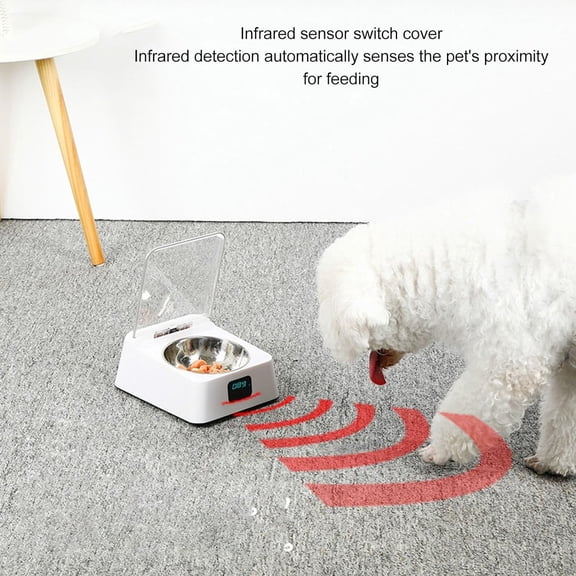 Infrared Sensor Automatic Cat Feeder with Removable Stainless Steel Bowl and Rechargeable Battery for Dogs and Cats