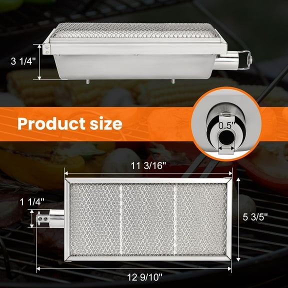 Infrared Side Burner for  Grills - 12,000BTU Ceramic Infrared Burner