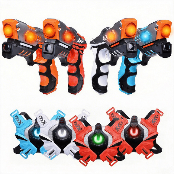 Infrared Tag Game Set with Wearable Vests, Version II 4-Player Interactive Play Kit for Kids & Adults, Indoor & Outdoor Team Activity, Ideal Birthday & Holiday Gift for Ages 6+