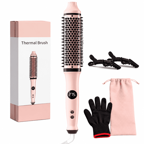 BRBR 1.7" Infrared Heated Round Thermal Brush – 30s Fast Heating, Negative Ions, Dual Voltage, Non-Blowing Styler for Women, All Hair Types