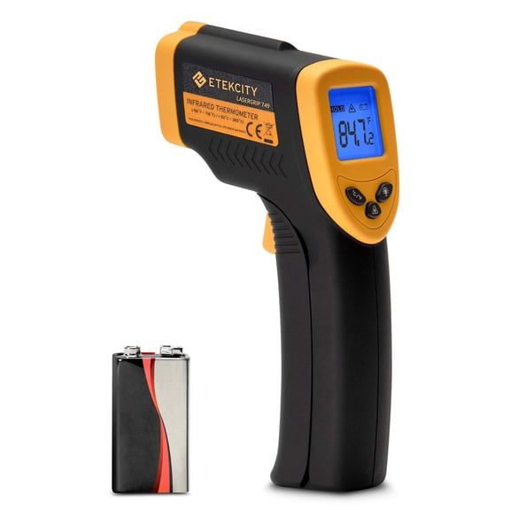 Infrared Thermometer 749 (Not for Human) Temperature Gun Non-Contact Digital Lasergrip with LCD Backlit Display, -58 to 716 (-50 to 380), Black-Yellow