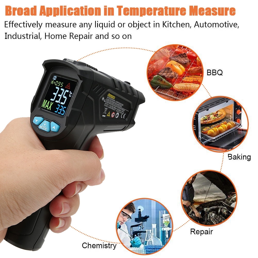 Infrared Thermometer, Automatical Black Quick Response Industrial  Thermometer With LCD Display For Automobile For HVAC For Refrigeration 