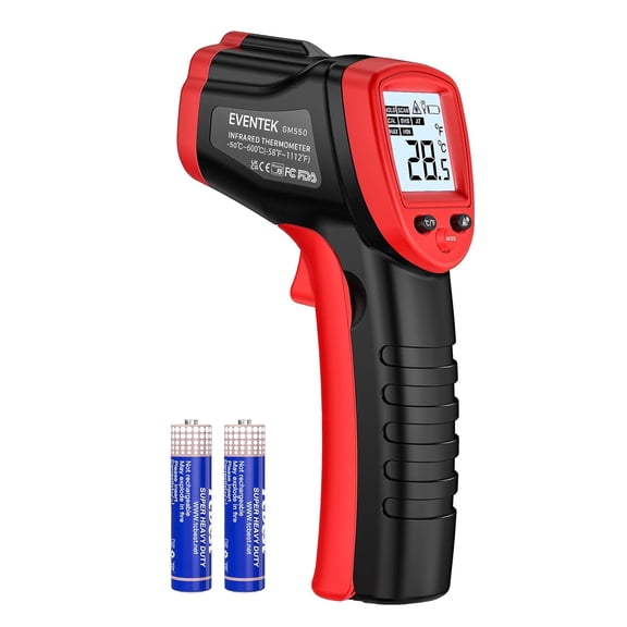Infrared Thermometer Gun, -58F~1112F Temperature Gun, Laser Thermometer Gun for Cooking, Pizza Oven, Candy, Griddle, Engine, Infrared Thermometer with Adjustable Emissivity & Max Min