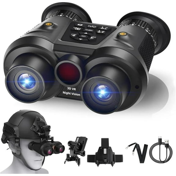 Infrared night vision goggles military tactical for Adults, Helmet Mounted 4K Ultra HD Night Vision Binoculars with 3D VR for Wildlife Observation