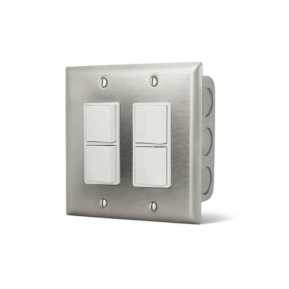 Infratech 14 4305 Duplex Stack Switch Dual SS Wall Plate with Gang Box