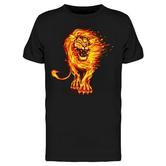 Infuriated Fire Lion T-Shirt Men -Image by Shutterstock, Male XX-Large