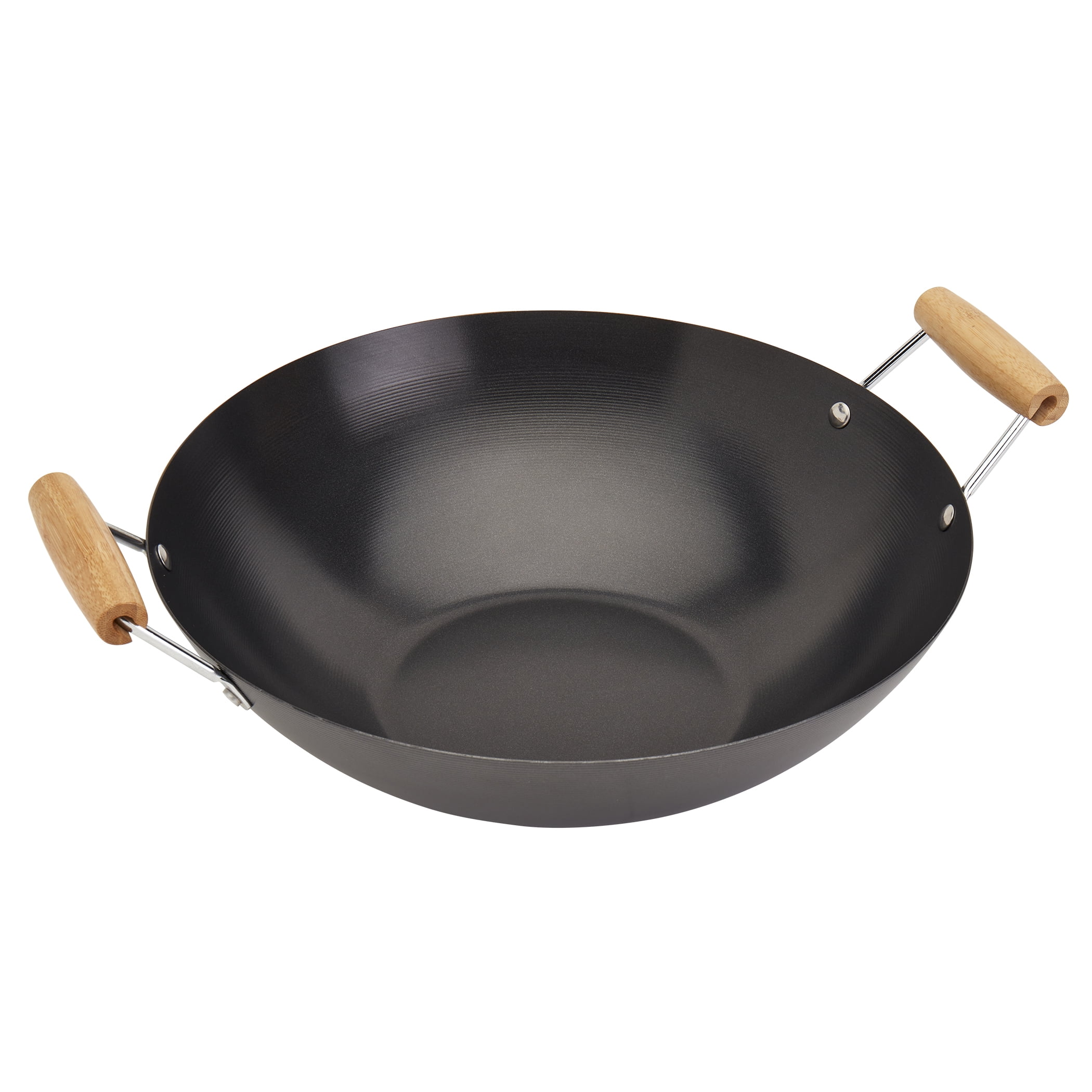 Infuse 14" Black Carbon Steel Wok with Bamboo Handles
