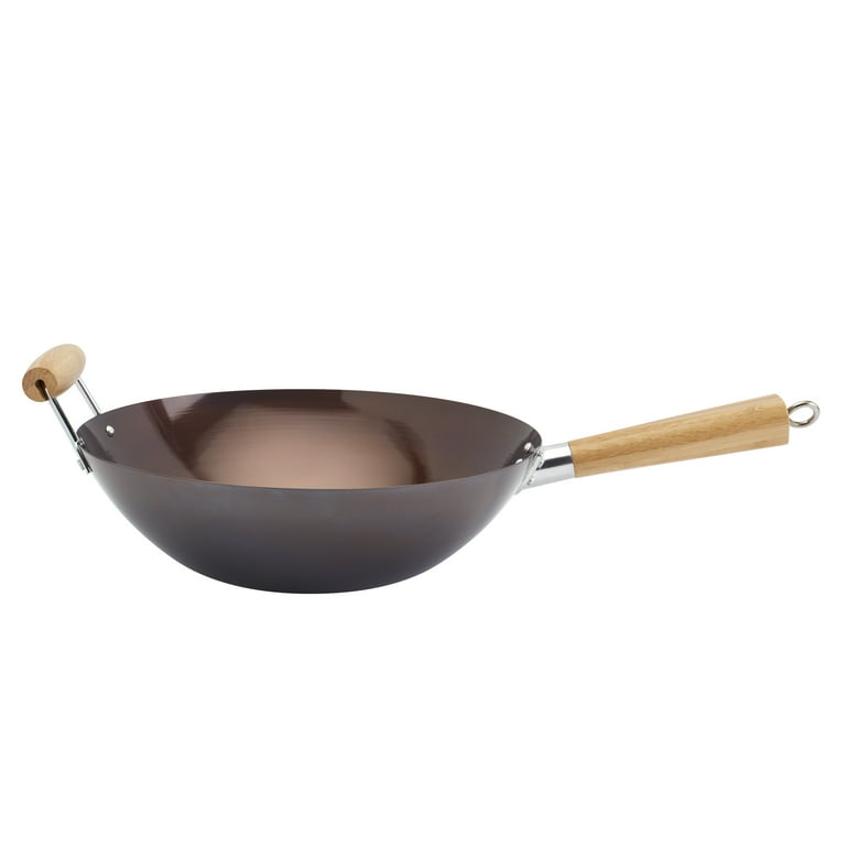 Infuse 13.75in Nonstick Carbon Steel Open Wok with Assist Handle