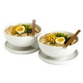 thumbnail image 1 of Infuse 8 Piece Ceramic Ramen Bowl Set with Chopsticks and Trivets/Lids, White, 1 of 5