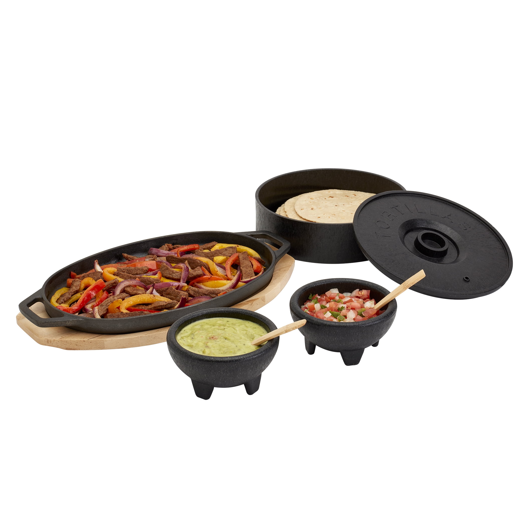 Infuse 8 Piece PreSeasoned Cast Iron Fajita Set