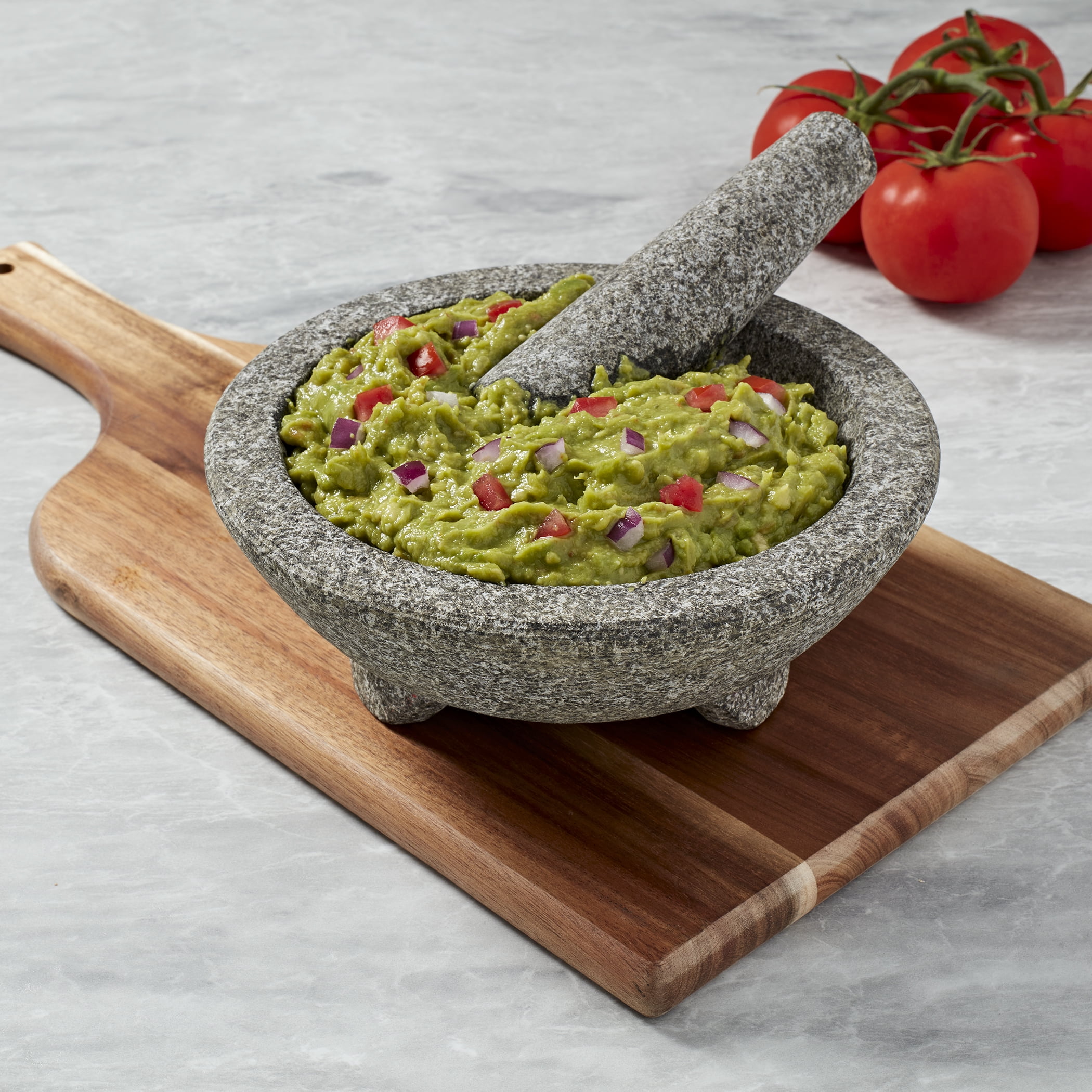 Infuse 8in Gray Granite Molcajete Mortar & Pestle