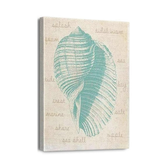 Infuse Your Home with Ocean Vibes 12x16inch Beach Wall Art, Seashell & Starfish Bathroom Paintings, Blue Ocean Themed Canvas Pictures, Nautical Decor & Contemporary Posters for Bedrooms