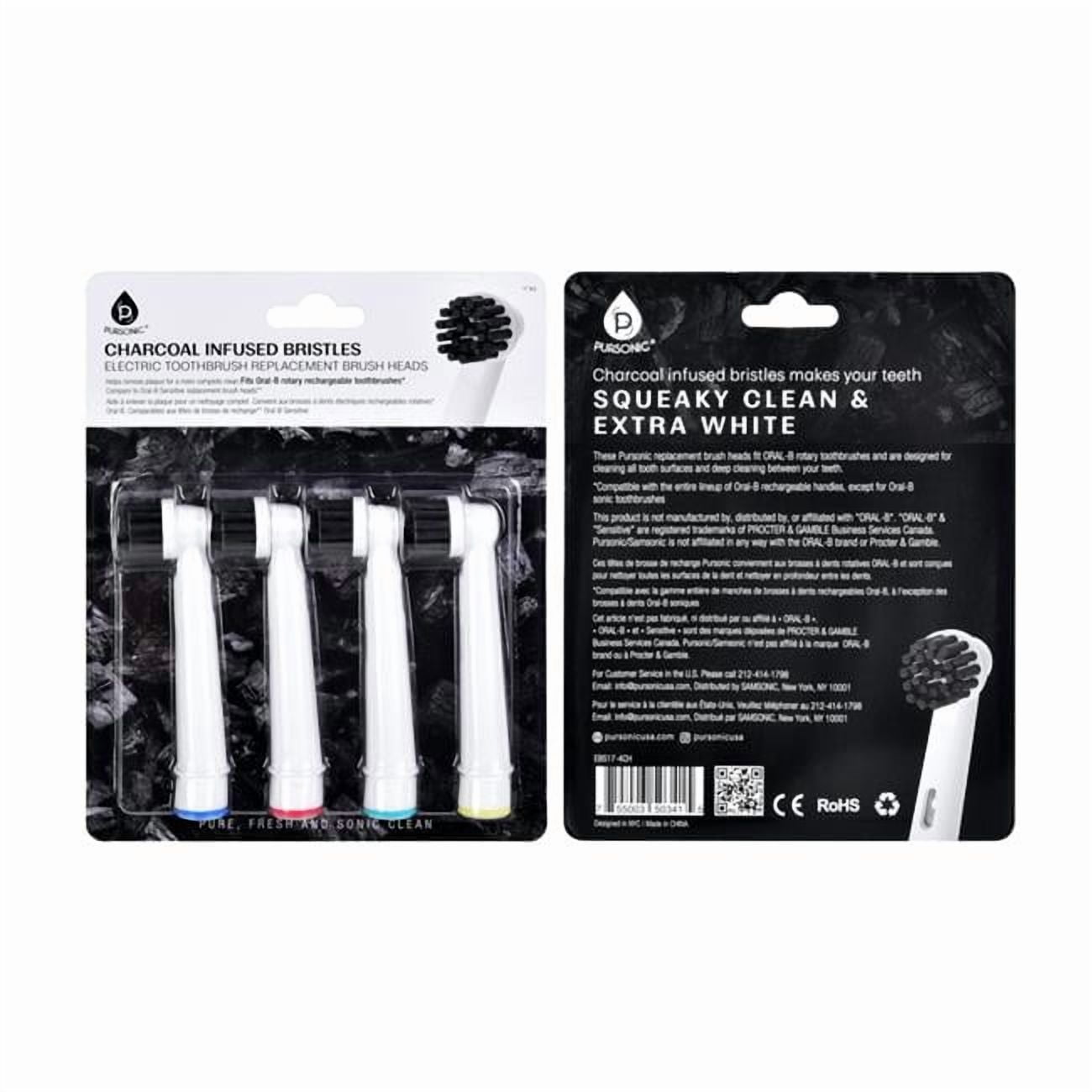 Infused Replacement Brush Heads for Oral-B, Charcoal - Pack of 4