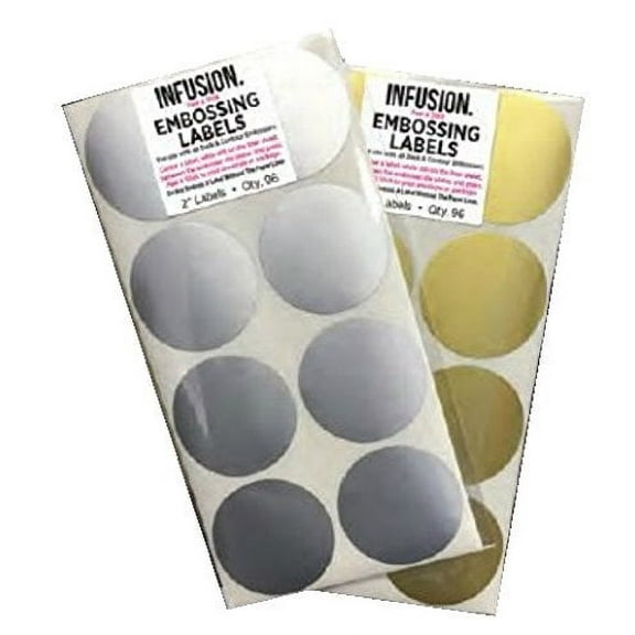 Infusion 2" Round Embossing Labels - for Use with Both 2" and 1-5/8" Embossers, Pack of 96, Silver