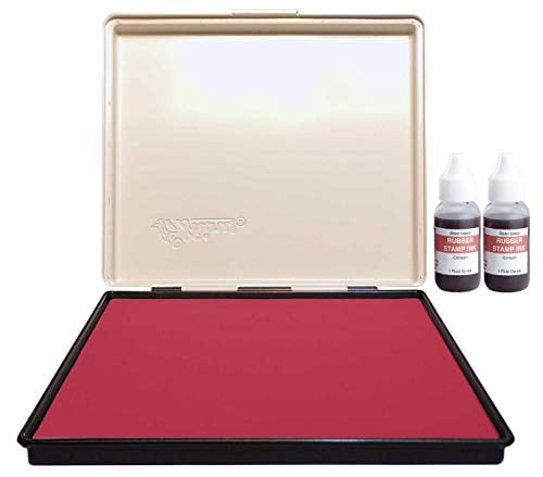 Infusion 7" x 8" Extra Large Industrial Stamp Ink Pad, Your Go to Large Stamp Ink Pad for Bright Color, Even Coverage and Durability, Crimson Stamp Pad
