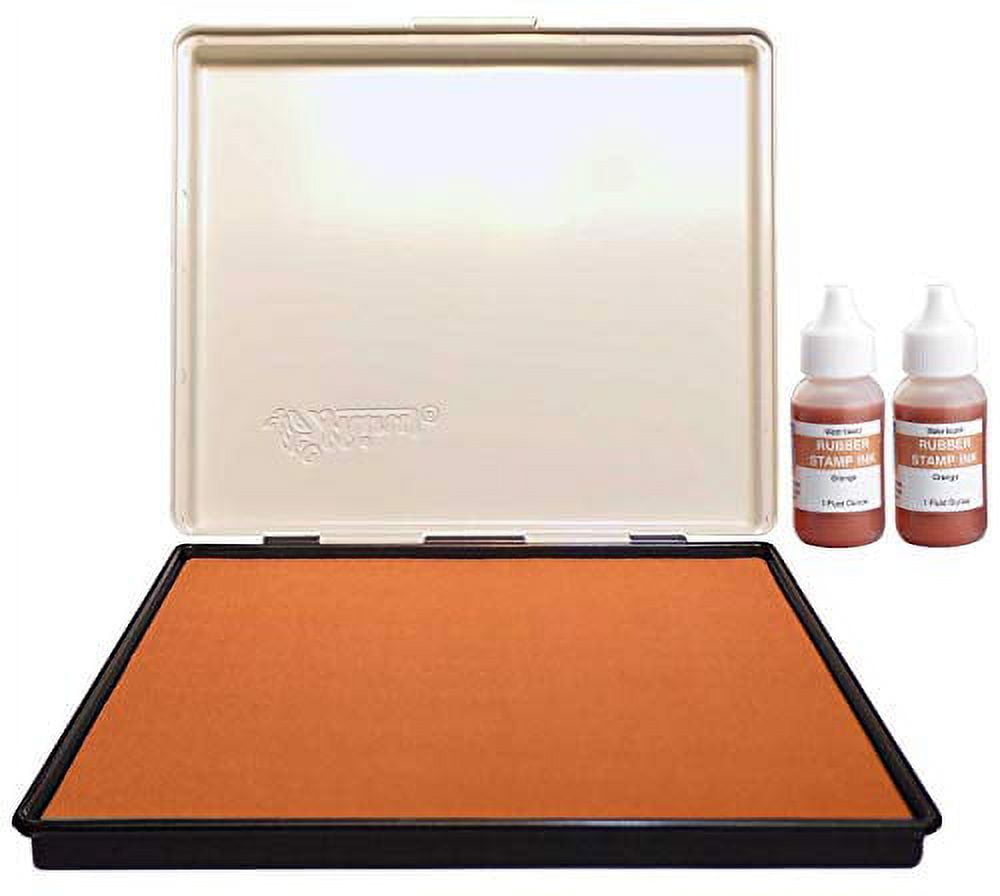 Infusion 7" x 8" Extra Large Industrial Stamp Ink Pad, Your Go to Large Stamp Ink Pad for Bright Color, Even Coverage and Durability, Orange Stamp Pad