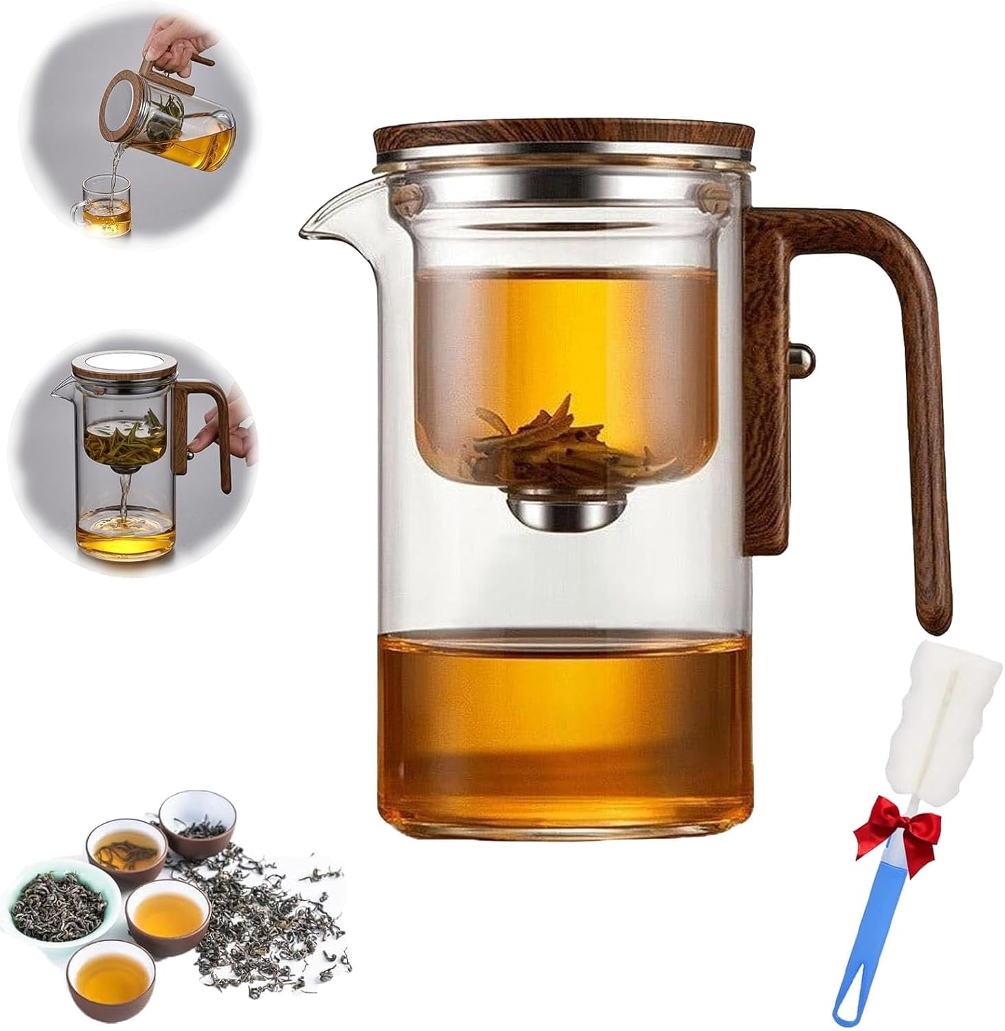 Infusion Glass Pot, Magnetic Tea Pot with Infusers for Loose Tea, Water ... - Glass Tile Sylan Pot Liquid Infusion