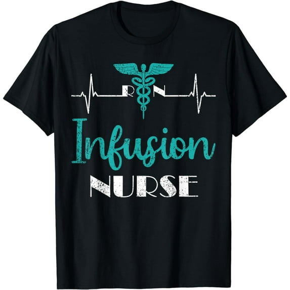 Infusion Nurse RN Heartbeat EKG Chemotherapy Therapy Nurse T-Shirt