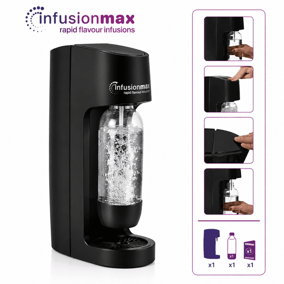 InfusionMax Rapid Infuser Machine 1L Black Beverage Infuser for Water, Juice, Tea & Specialty Drinks
