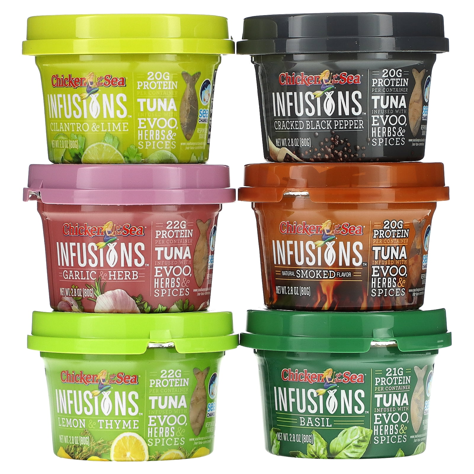 Infusions, Wild Caught Tuna, Variety Pack, 6 Pack, 2.8 oz (80 g) Each