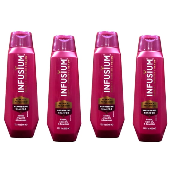 Infusium Repair and Replenish Shampoo 13.5 oz 4 pack with avocado and olive oils
