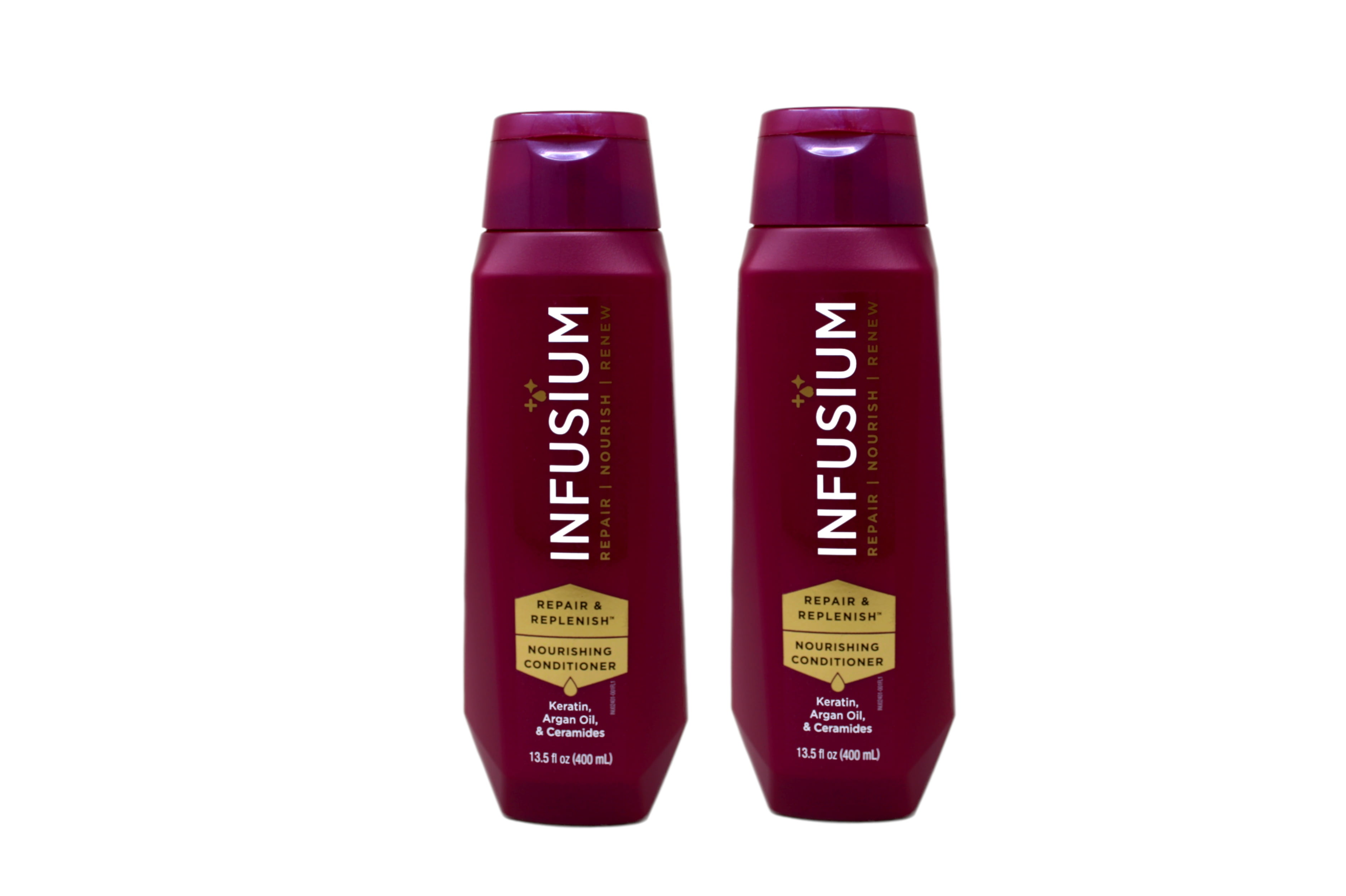 Infusium Repair & Replenish Conditioner, Nourish, Renew, with Keratin, Argan Oil, Ceramides for Dry, Damaged Hair, 13.5 Fl Oz (Pack of 2)