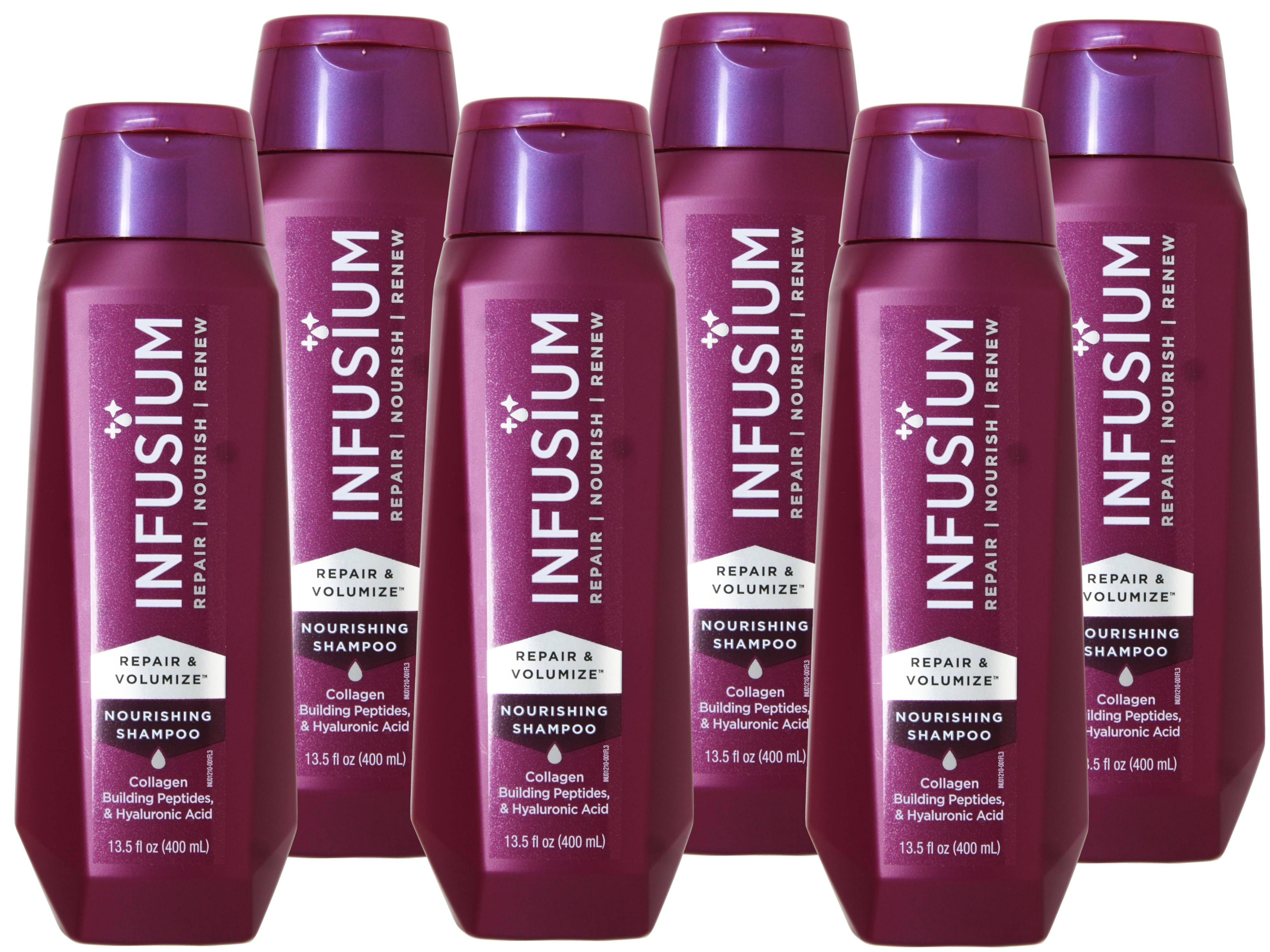 INFUSIUM Shampoo Repair & Volumize, Repair/Nourish/ Renew Shampoo, Collagen, Building Peptides & Hyaluronic Acid for Dry  & Damaged Hair, 13.5 FL OZ, - 6 Pack