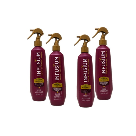 INFUSIUM LEAVE-IN TREATMENT Repair & Replenish, Nourish, Renew Spray with Niacinamide, Argan Oil, Ceramides, 11 FL OZ (Pack of 4)
