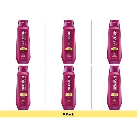 Infusium Repair & Replenish Shampoo with Keratin, Argan Oil & Ceramides for Dry Damaged Hair, 13.5 Fl Oz - 6 Pack