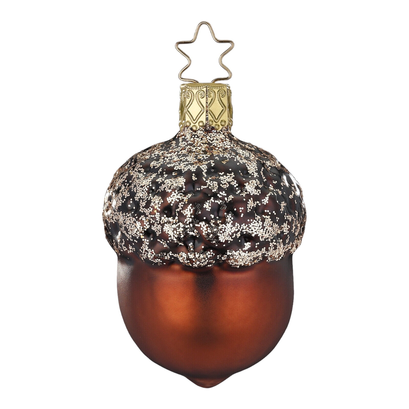Inge Glas Acorn German Glass Christmas Ornament FREE BOX 2.8 Inch Brown