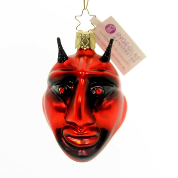 Inge Glas Krampus Head German Glass Christmas Tree Ornament FREE BOX