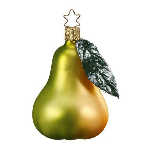 Inge Glas Pear of Plenty Fruit Mouth Blown German Glass Christmas Ornament