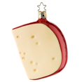 thumbnail image 1 of Inge Glas Slice of Gouda Cheese Food German Glass Christmas Ornament FREE BOX, 1 of 2