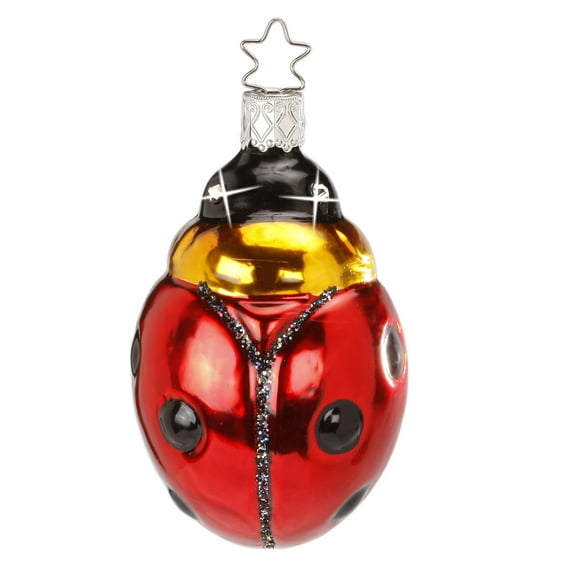 Inge Glas Sparkling Luck Ladybug German Glass Christmas Ornament FREE BOX