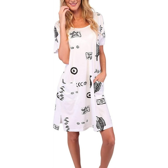Ingear Cotton Dress Beach Casual Sleeve Summer Fashion Cover Up