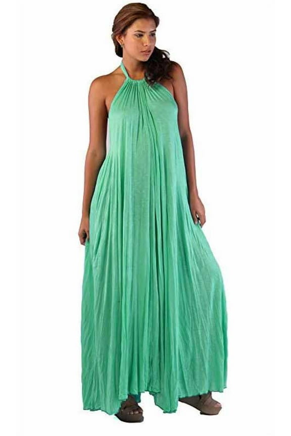 Womens Sweater Knit Halter Tent Long Maxi Dress Cover Up (Small/Medium, Green)