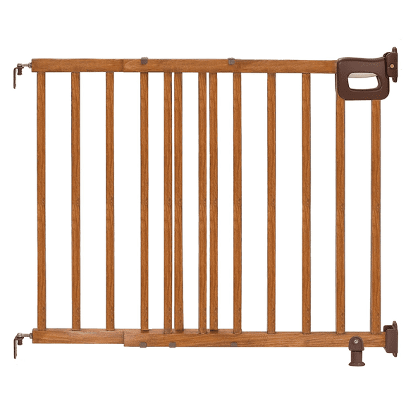 Ingenuity 7950 Wood Banister & Stair Safety Pet and Baby Gate, 32"-48" Wide, 33" Tall, Install Banister to Banister or Wall,  Banister and Hardware Mounts - Cherry