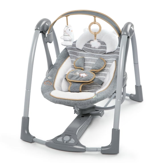 Ingenuity Boutique Collection Deluxe Portable Baby Swing, Bella Teddy, Unisex, for Infants 0-9 Months
