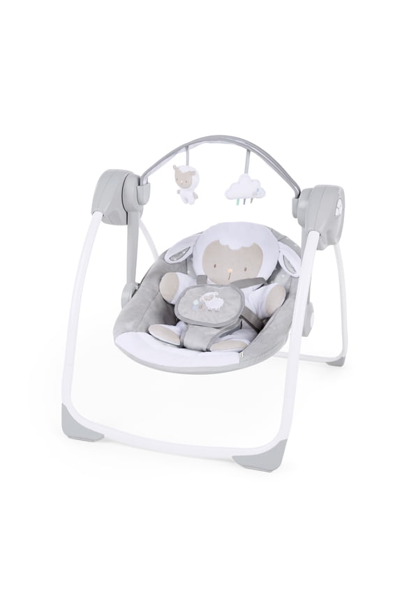 Comfort 2 Go Portable Compact Baby Swing, Infant, Cuddle Lamb, Gray
