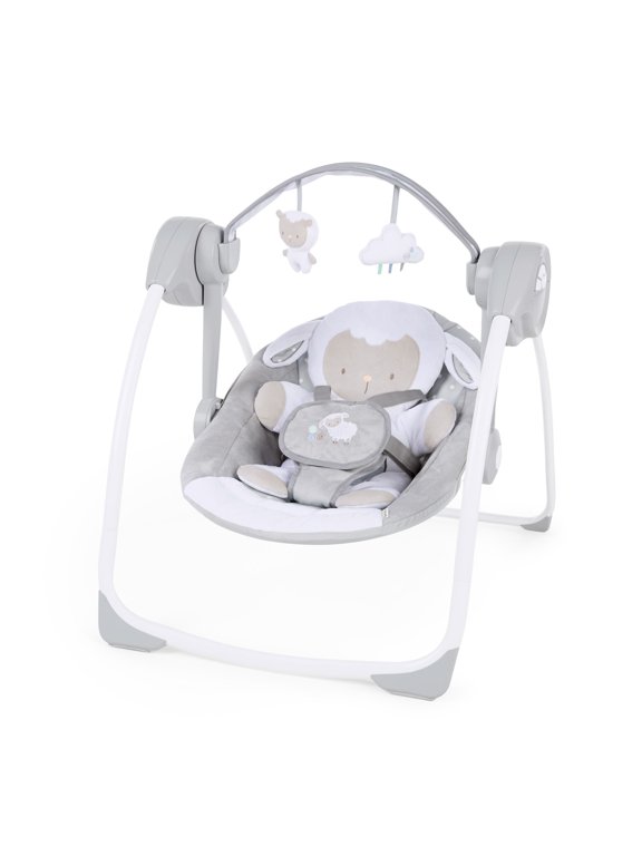 Comfort 2 Go Portable Compact Baby Swing, Infant, Cuddle Lamb, Gray