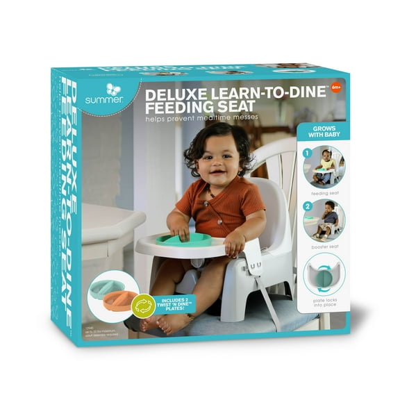 Ingenuity Deluxe Learn-to-Dine Feeding Seat, Ages 6 Months to 3 Years, Orange and Teal