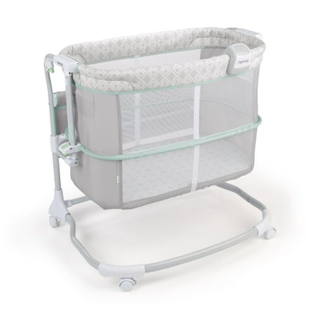 Ingenuity Dream & Grow Bedside Adjustable Baby Bassinet with Storage Pocket, Green