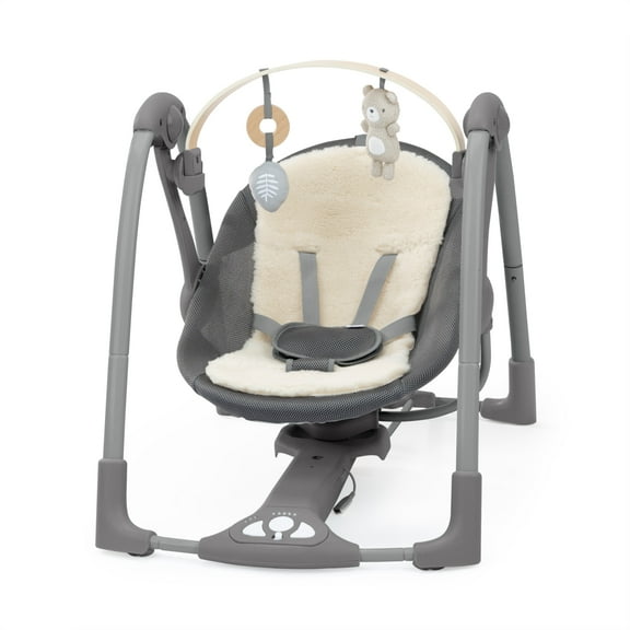 Ingenuity Every Season Swing and Go Portable Swing, Grey, Infants Ages 0-9 Months, Wesley