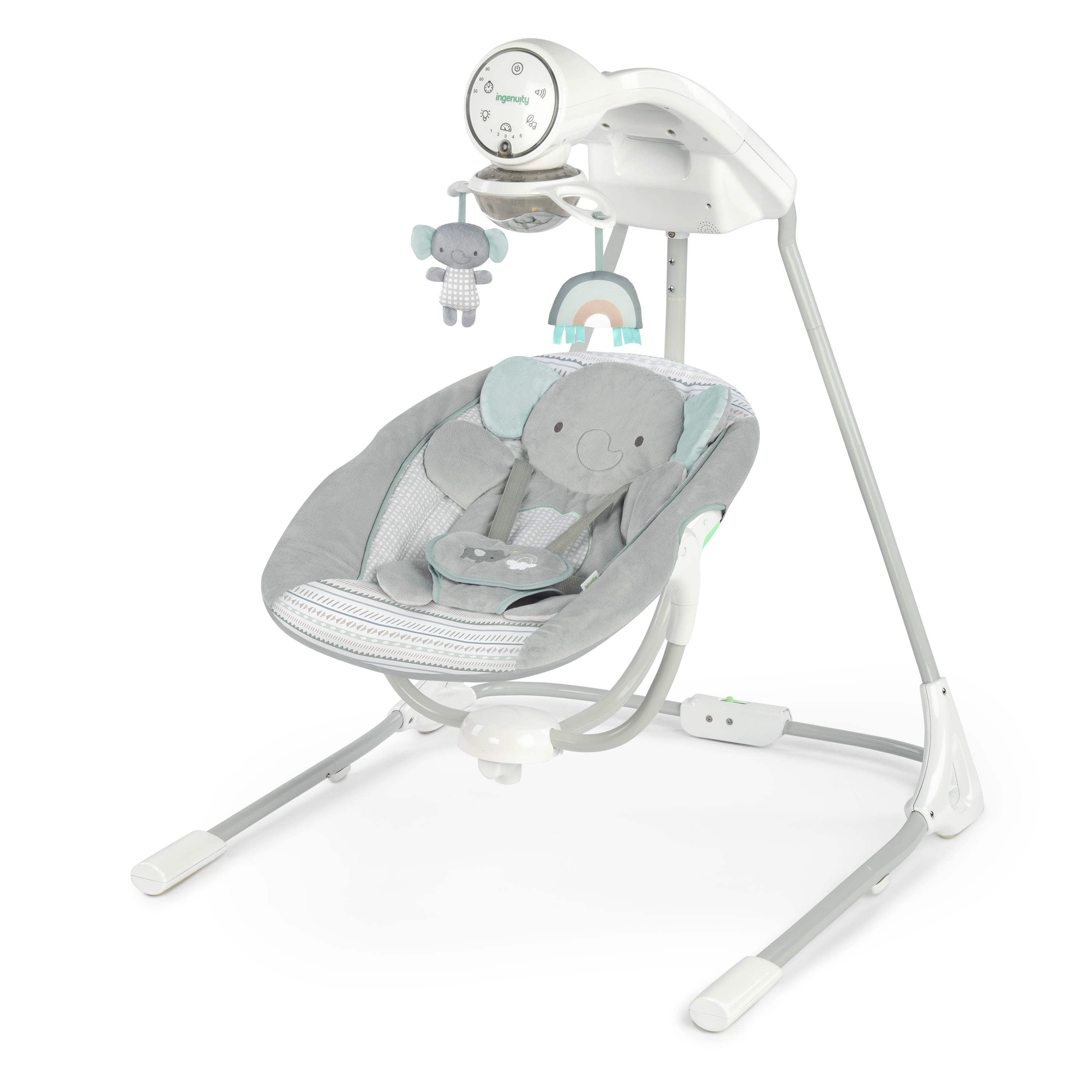 Ingenuity InLighten 5Speed Baby Swing, Swivel Infant Seat, Nature