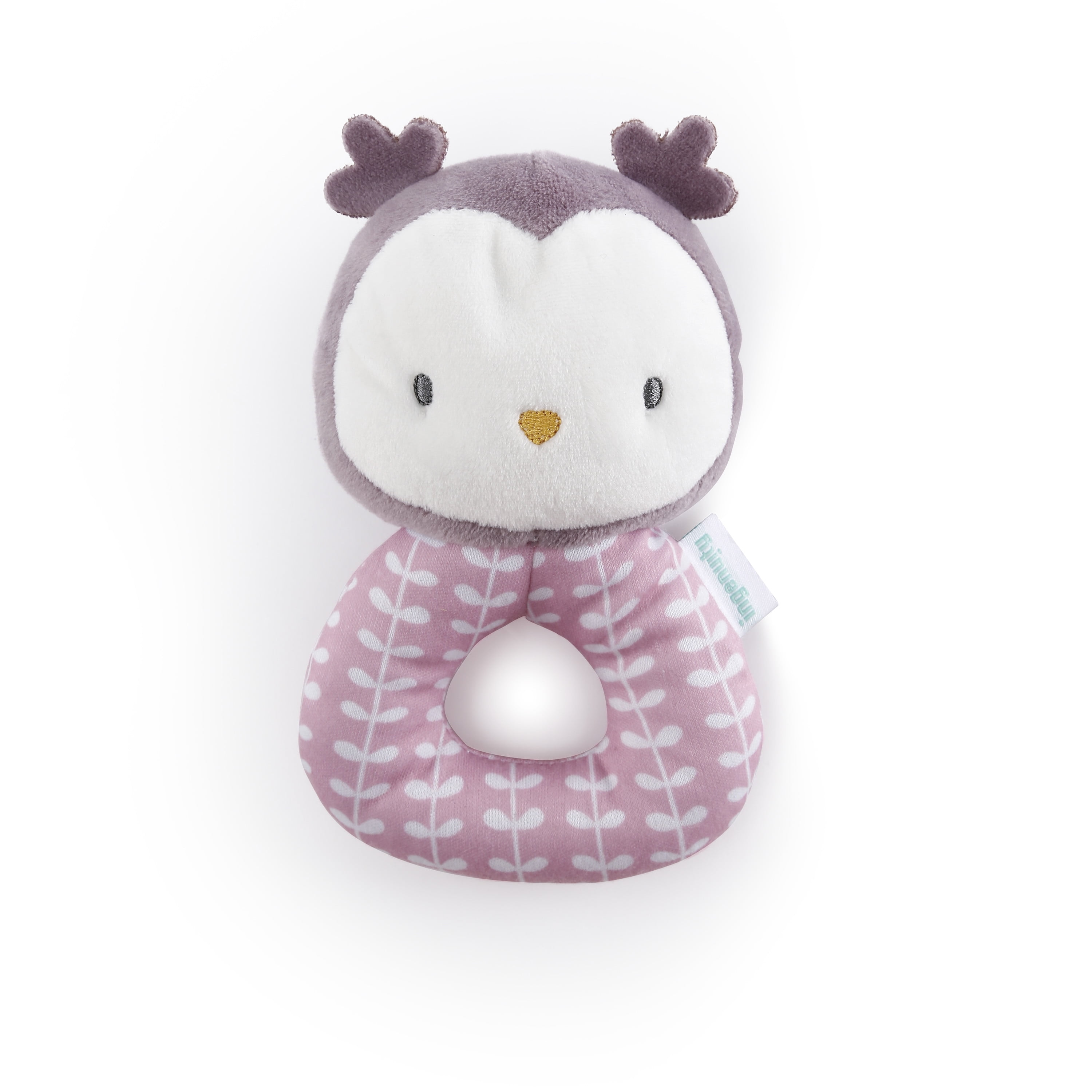 Ingenuity Premium Soft Plush Ring Rattle - Nally the Owl, Ages Newborn ...