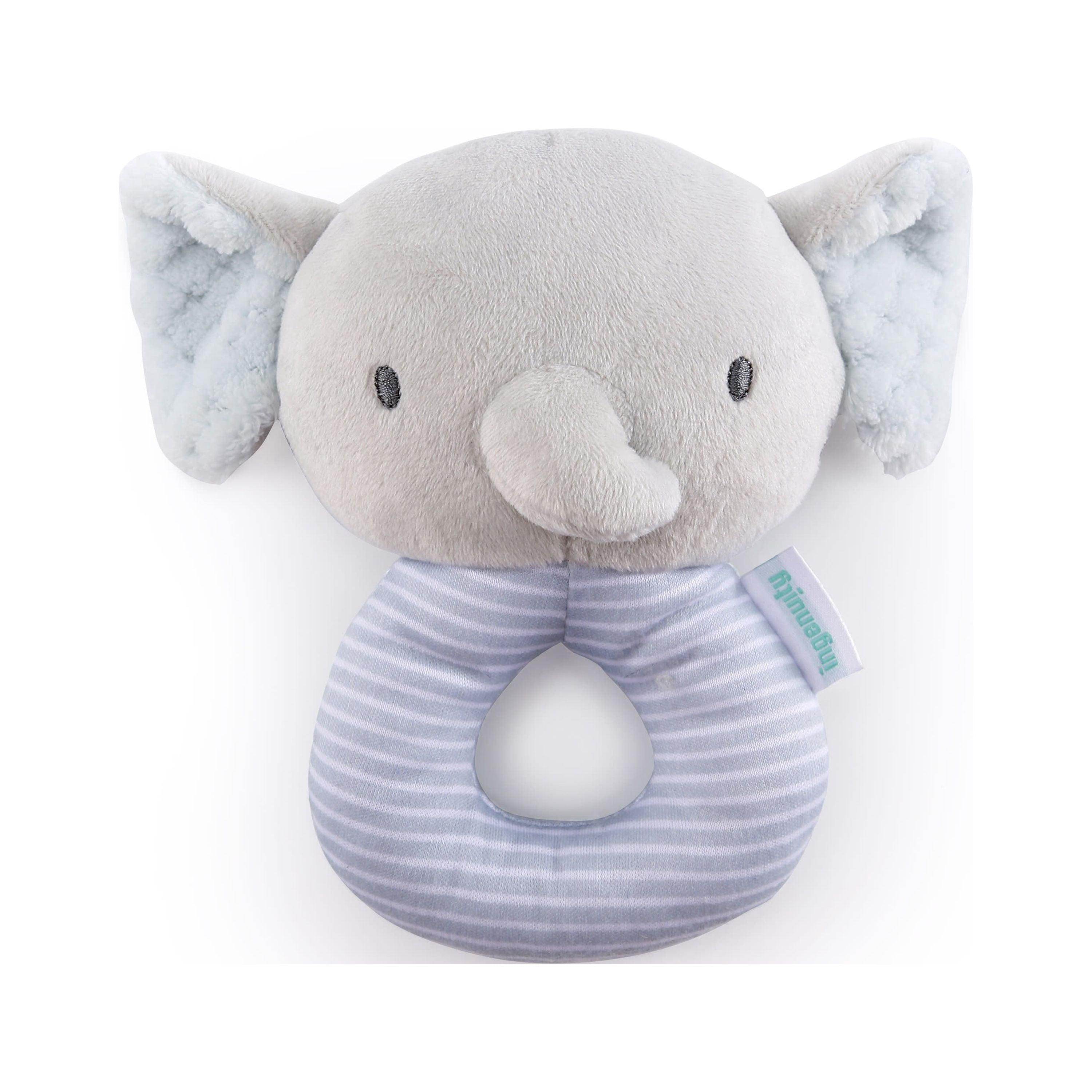 Ingenuity Premium Soft Plush Ring Rattle - Van the Elephant, Ages Newborn +
